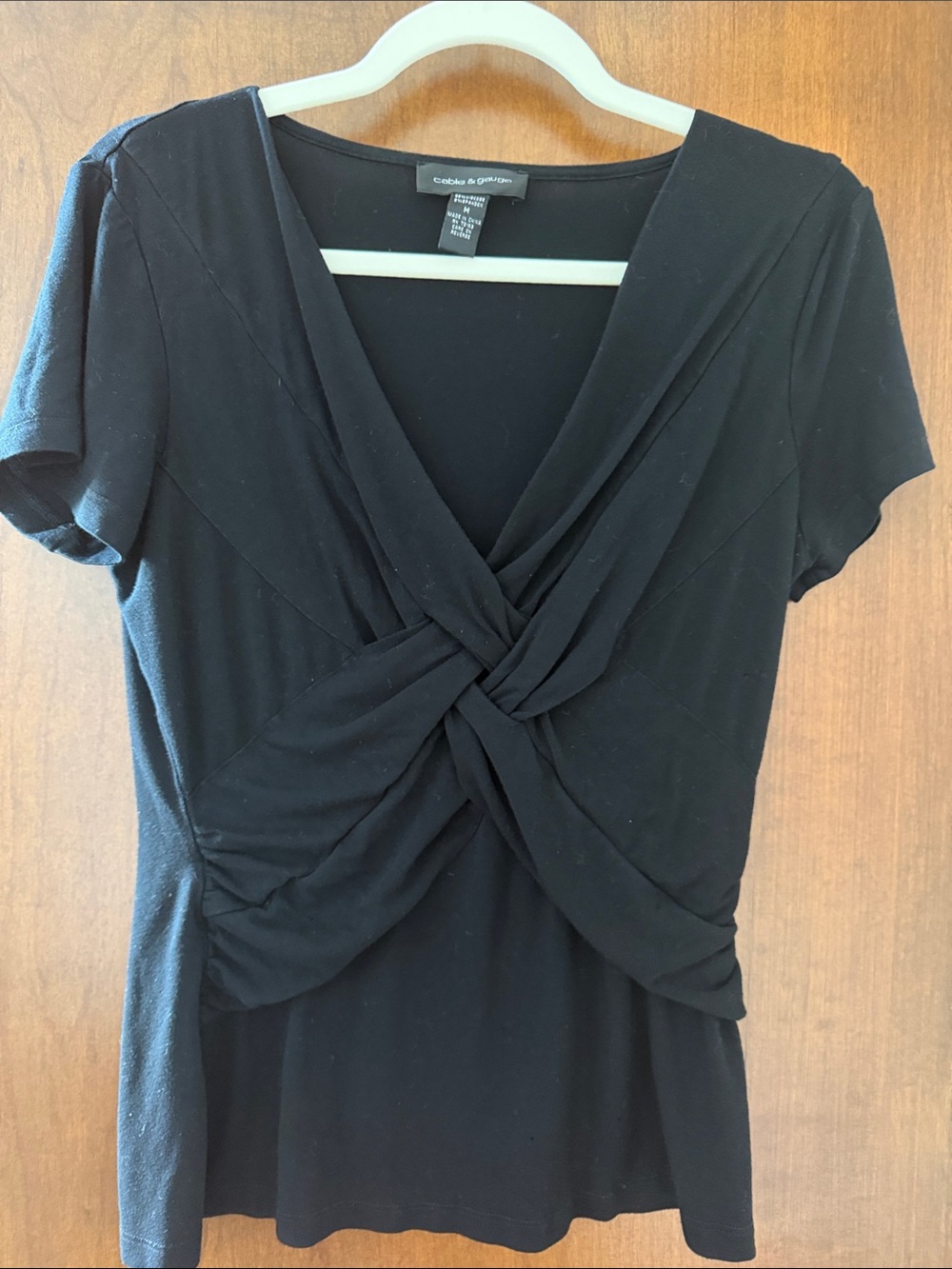 Cable & Gauge Black Knot-Front Short Sleeve Tee